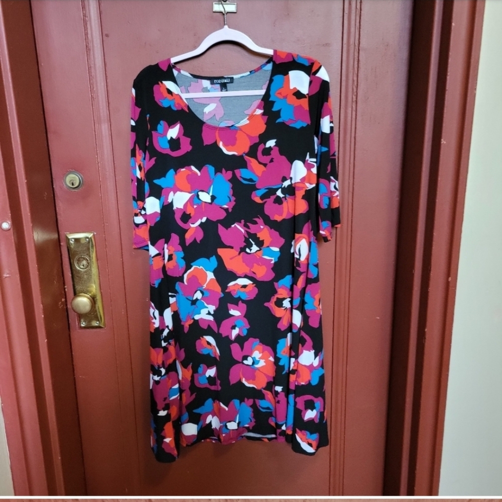 Roz & Ali Women A-Line Floral Dress Size L